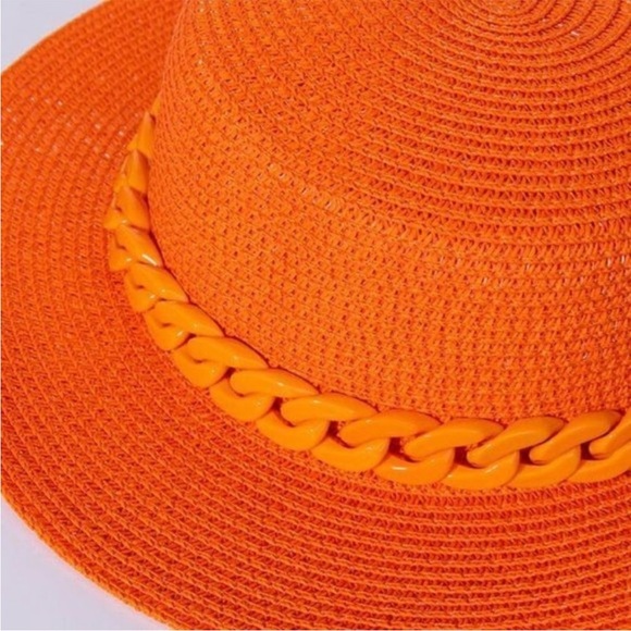 Callie Chain Shade: Sunny Orange Straw Hat - Picture 2 of 4